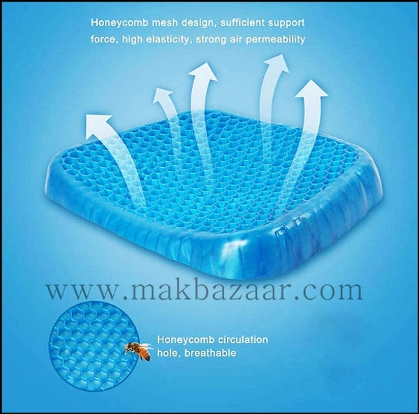 Silicone Rubber Soft Cushion Seat Pillow, Seat Cushion Pad Pressure Sore Relief Ultimate Breathable Design Gel Comfort, Blue (Gel Memory Foam)  